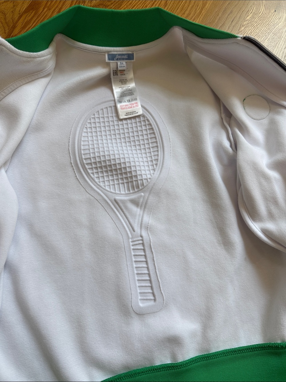 Jacadi 3 Piece Set White and Green Zip-Front Kids Jacket+Skirt+Shirt Tennis - Picture 6 of 15